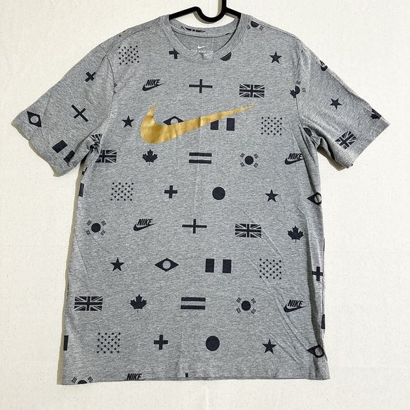 Nike International Flag Printed Graphic Men Cotton T-Shirts Grey CT6556 063 MED - Picture 1 of 10